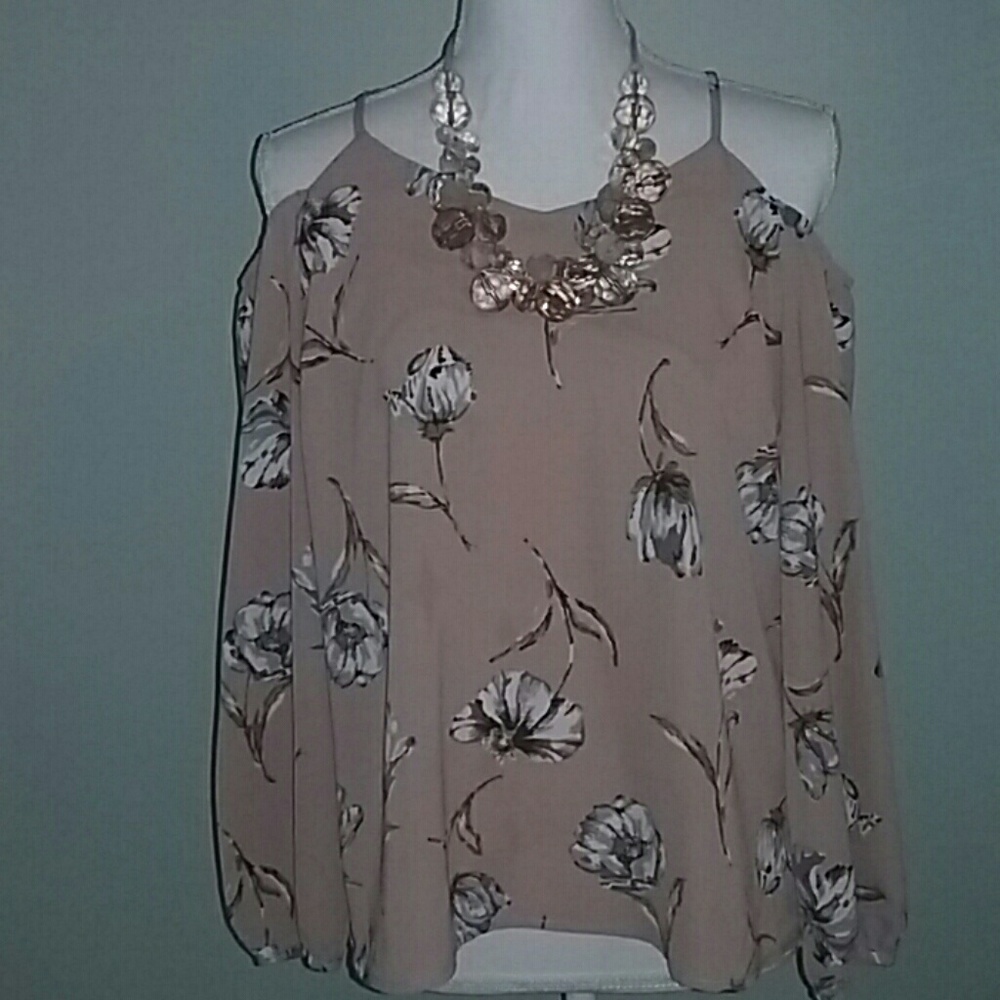 Floral Blouse w/ Cut-out Shoulders
